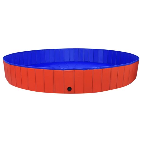 vidaXL Foldable Dog Swimming Pool Red 118.1"x15.7" PVC - Image 2