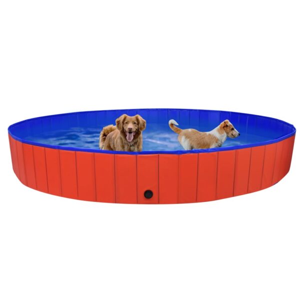 vidaXL Foldable Dog Swimming Pool Red 118.1"x15.7" PVC - Image 3