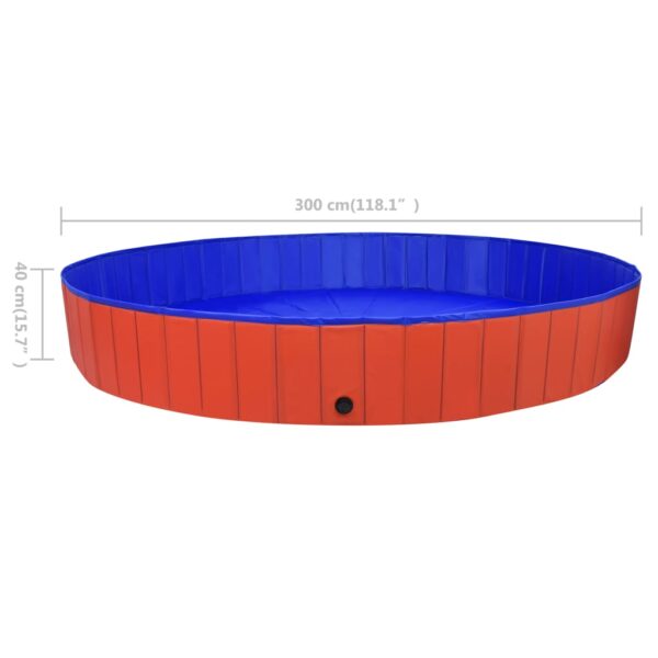 vidaXL Foldable Dog Swimming Pool Red 118.1"x15.7" PVC - Image 9