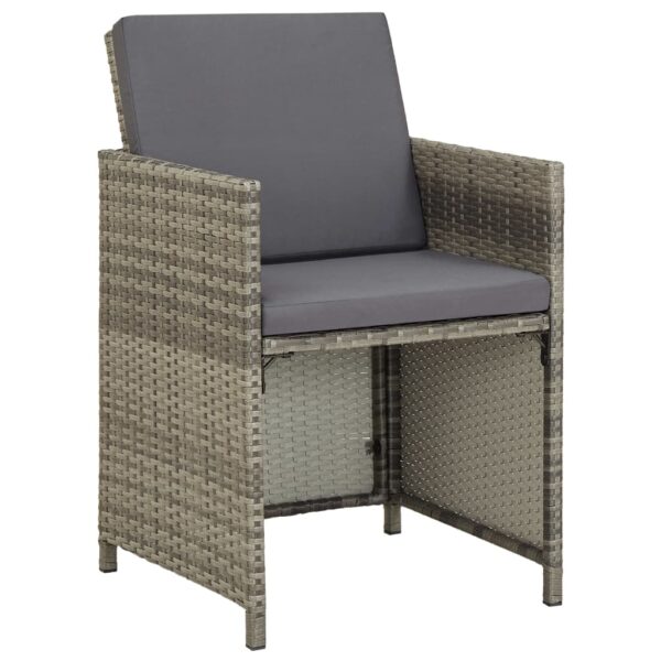 vidaXL Patio Chairs 2 pcs with Cushions Poly Rattan Gray - Image 2