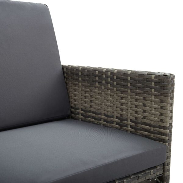 vidaXL Patio Chairs 2 pcs with Cushions Poly Rattan Gray - Image 7