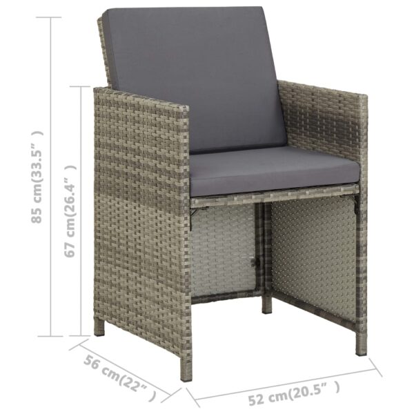 vidaXL Patio Chairs 2 pcs with Cushions Poly Rattan Gray - Image 8