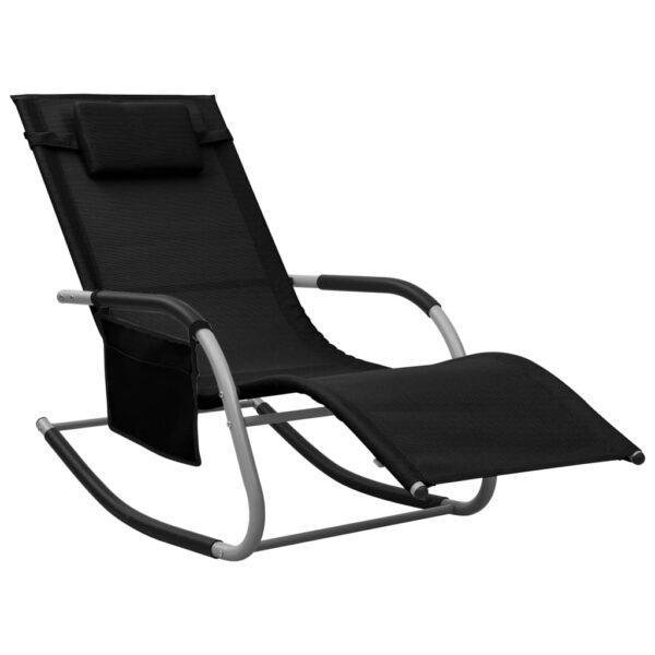 vidaXL Sun Lounger Textilene Black and Gray