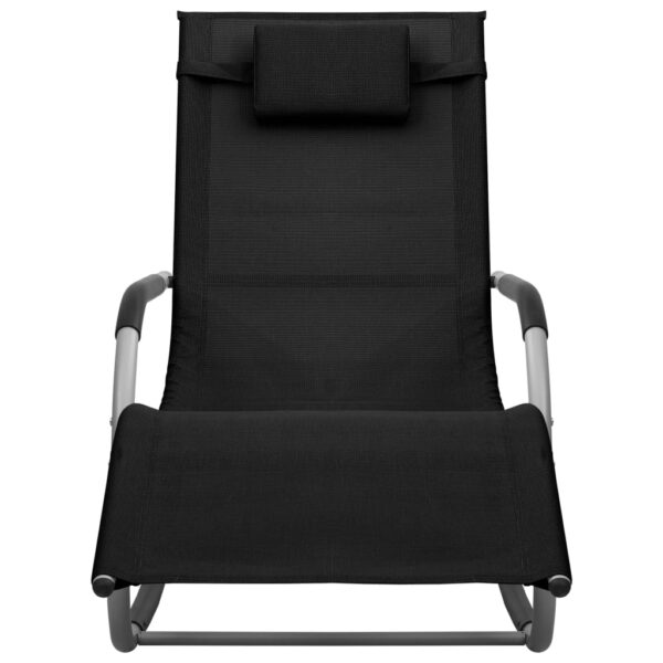 vidaXL Sun Lounger Textilene Black and Gray - Image 2