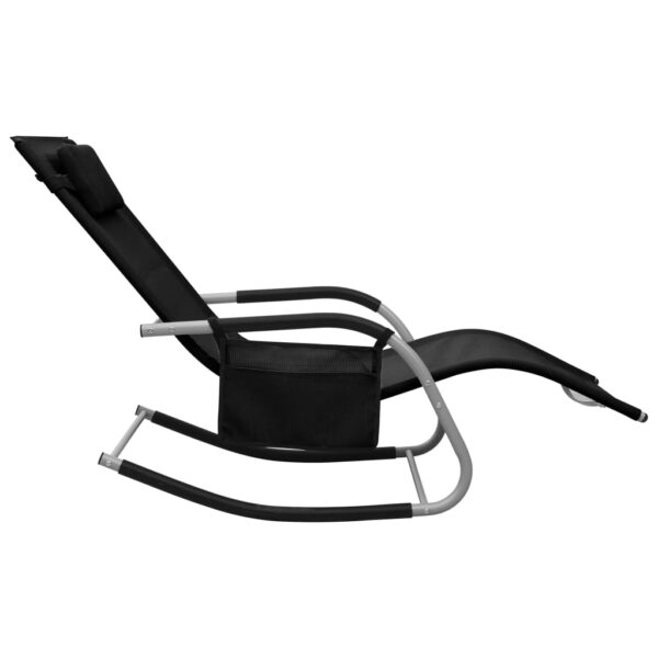 vidaXL Sun Lounger Textilene Black and Gray - Image 3