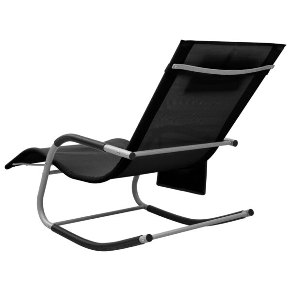 vidaXL Sun Lounger Textilene Black and Gray - Image 4