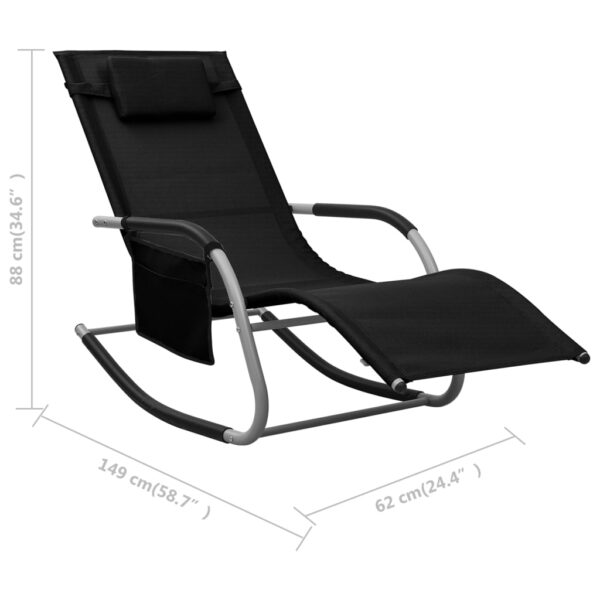 vidaXL Sun Lounger Textilene Black and Gray - Image 7