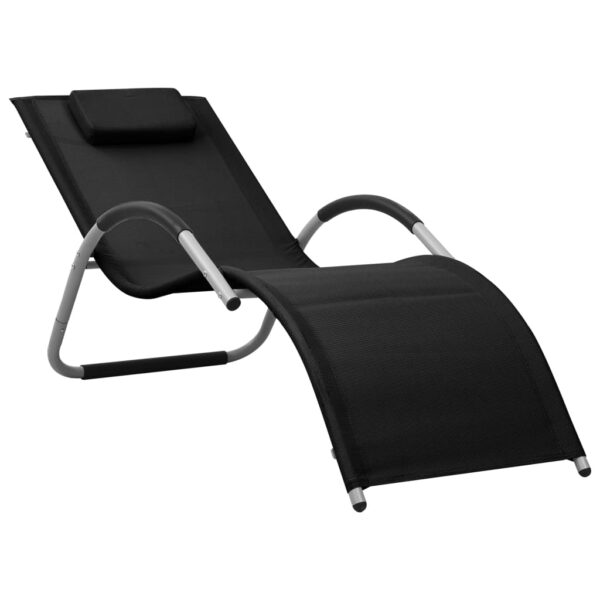 vidaXL Sun Lounger Textilene Black and Gray