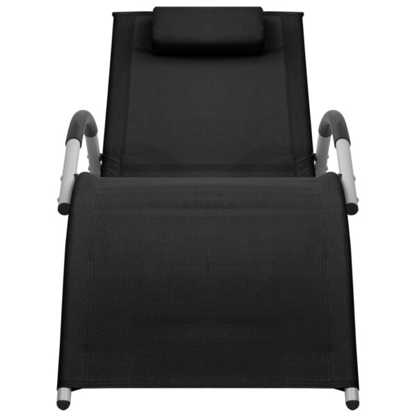 vidaXL Sun Lounger Textilene Black and Gray - Image 2