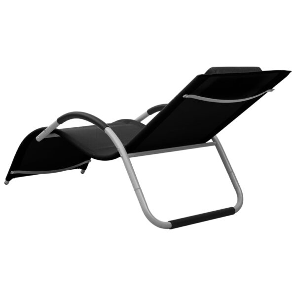 vidaXL Sun Lounger Textilene Black and Gray - Image 4