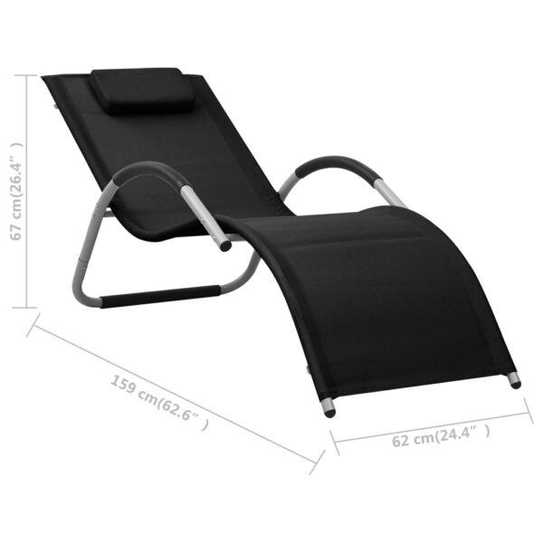 vidaXL Sun Lounger Textilene Black and Gray - Image 7