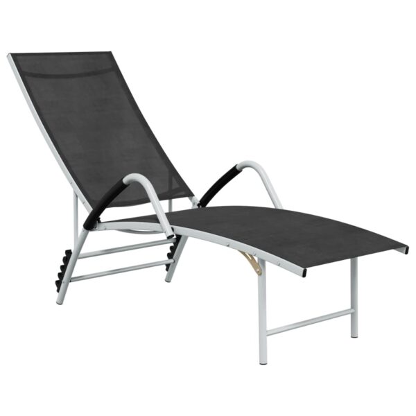 vidaXL Sun Lounger Textilene and Aluminum Black