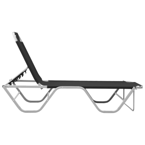 vidaXL Sun Lounger Aluminum and Textilene Black - Image 2