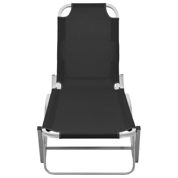 vidaXL Sun Lounger Aluminum and Textilene Black - Image 3