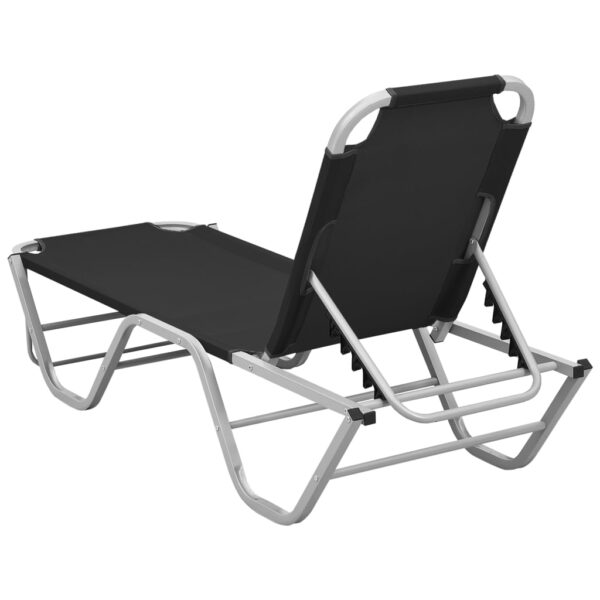 vidaXL Sun Lounger Aluminum and Textilene Black - Image 4