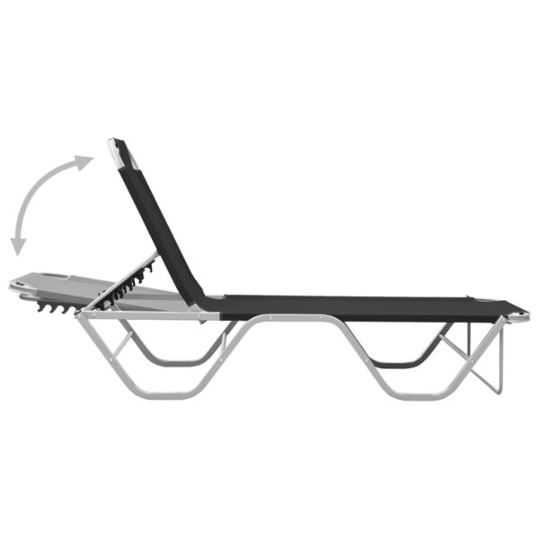 vidaXL Sun Lounger Aluminum and Textilene Black - Image 5