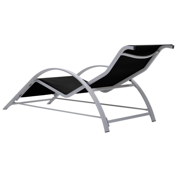 vidaXL Sunlounger Textilene and Aluminum Black - Image 4