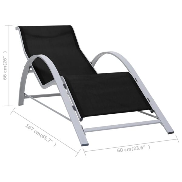 vidaXL Sunlounger Textilene and Aluminum Black - Image 7