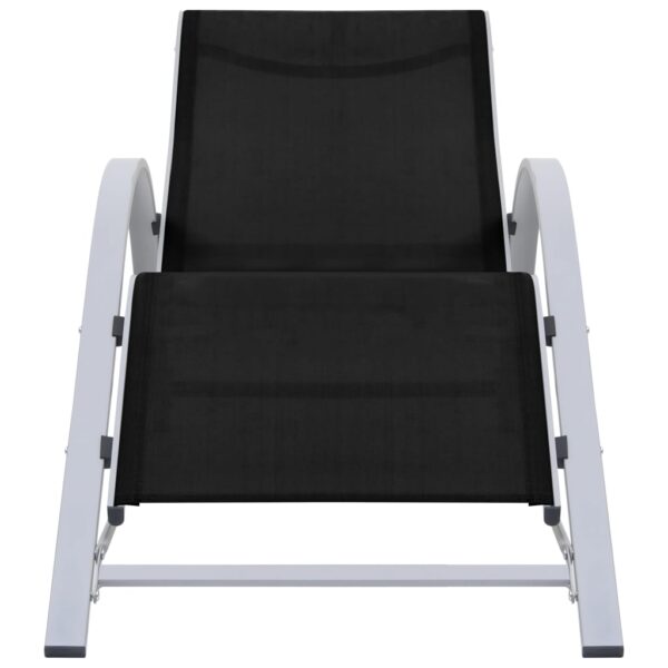 vidaXL Sun Loungers 2 pcs with Table Aluminum Black - Image 3