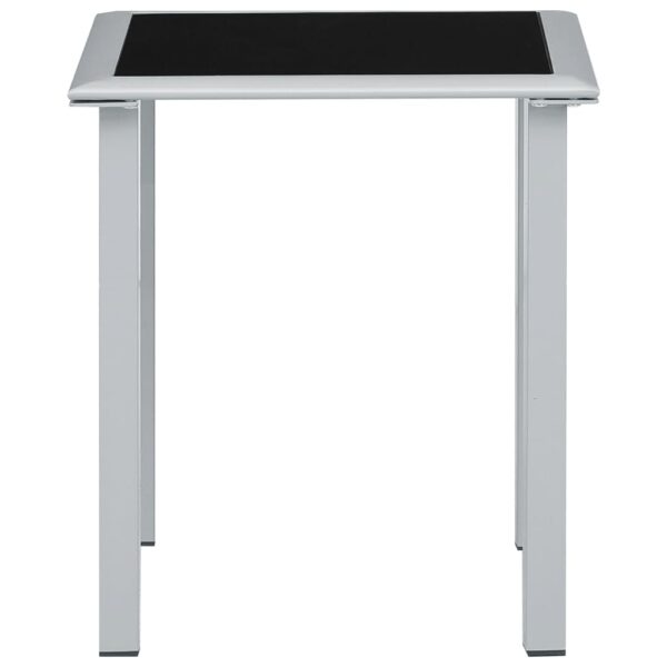 vidaXL Patio Table Black and Silver 16.1"x16.1"x17.7" Steel and Glass - Image 2