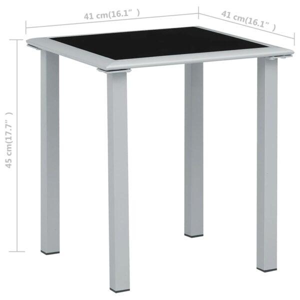 vidaXL Patio Table Black and Silver 16.1"x16.1"x17.7" Steel and Glass - Image 4