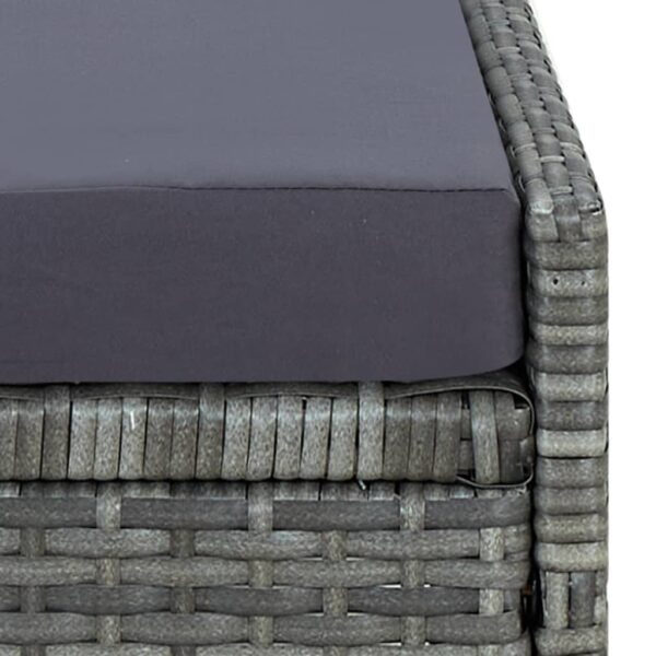 vidaXL Sunbed with Cushion Poly Rattan Gray - Image 6