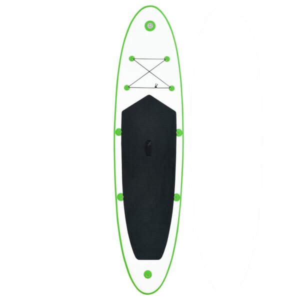 vidaXL Inflatable Stand Up Paddleboard Set Green and White - Image 3