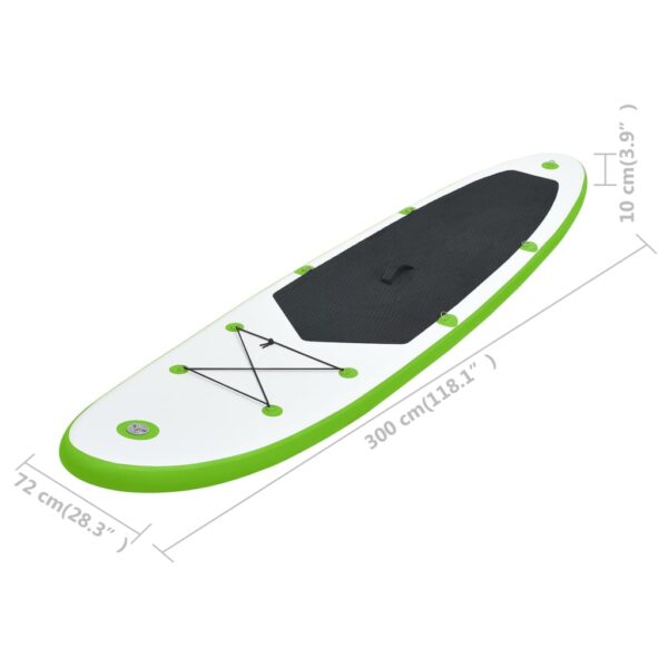 vidaXL Inflatable Stand Up Paddleboard Set Green and White - Image 9