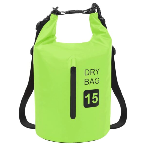 vidaXL Dry Bag with Zipper Green 4 gal PVC - Image 2