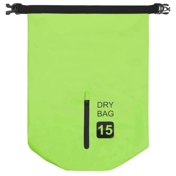 vidaXL Dry Bag with Zipper Green 4 gal PVC - Image 3