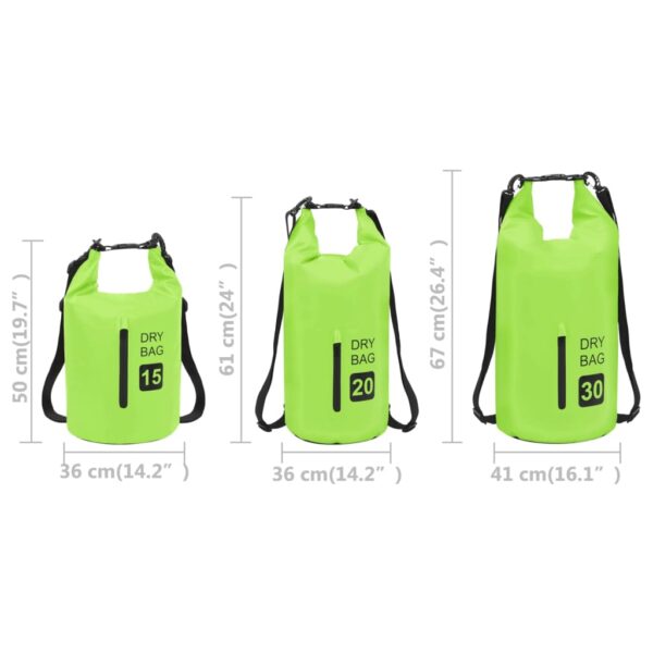 vidaXL Dry Bag with Zipper Green 4 gal PVC - Image 10