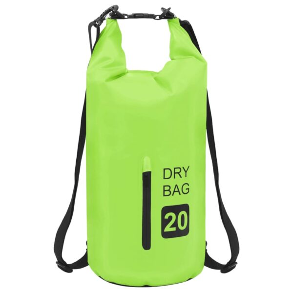 vidaXL Dry Bag with Zipper Green 5.3 gal PVC - Image 2