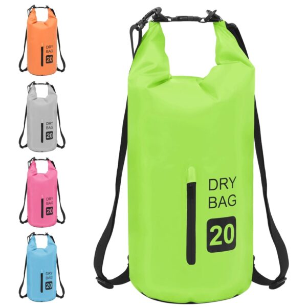 vidaXL Dry Bag with Zipper Green 5.3 gal PVC - Image 9