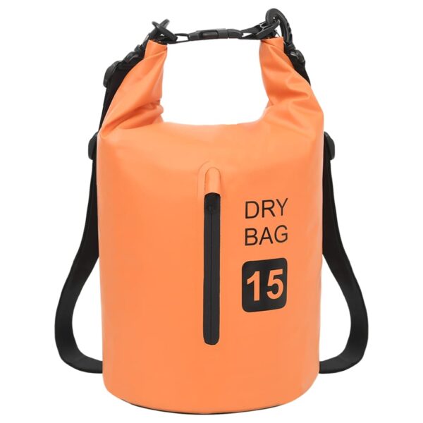 vidaXL Dry Bag with Zipper Orange 4 gal PVC - Image 2