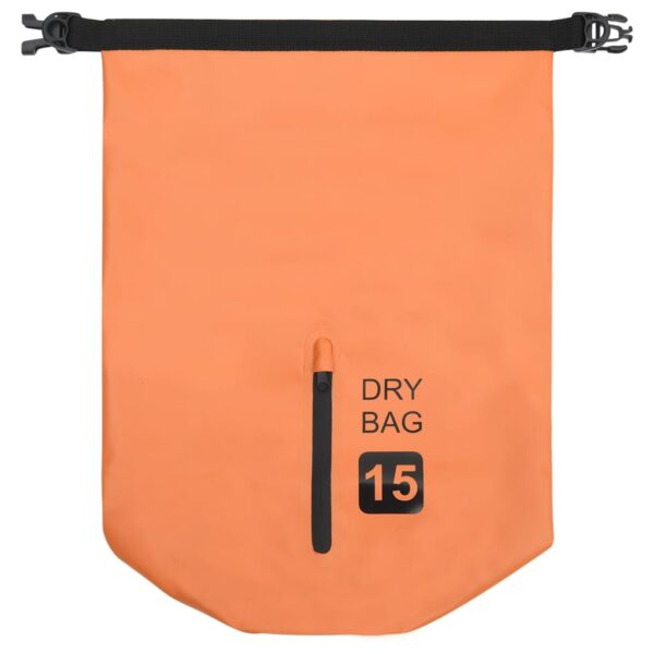 vidaXL Dry Bag with Zipper Orange 4 gal PVC - Image 3