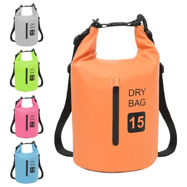 vidaXL Dry Bag with Zipper Orange 4 gal PVC - Image 9