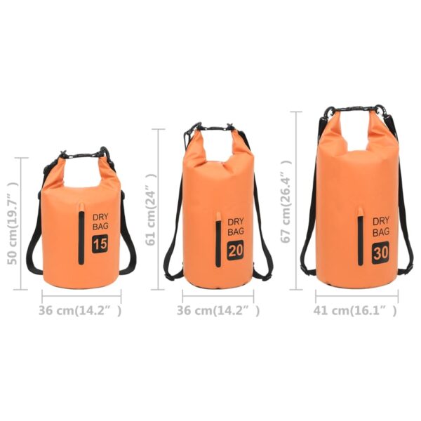 vidaXL Dry Bag with Zipper Orange 4 gal PVC - Image 10