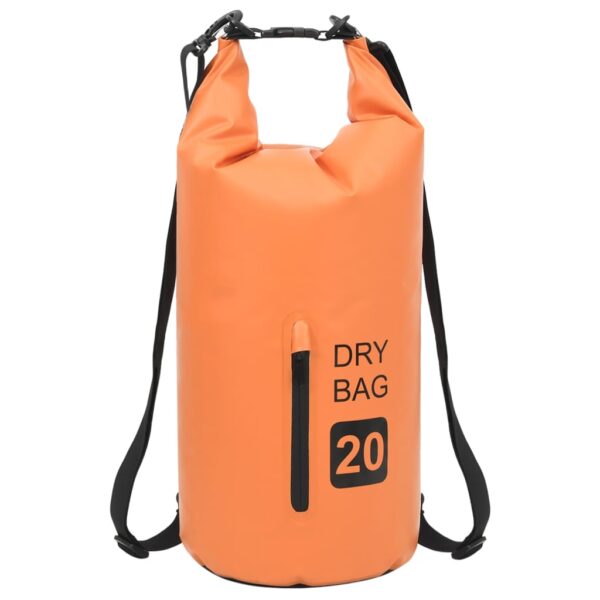 vidaXL Dry Bag with Zipper Orange 5.3 gal PVC - Image 2