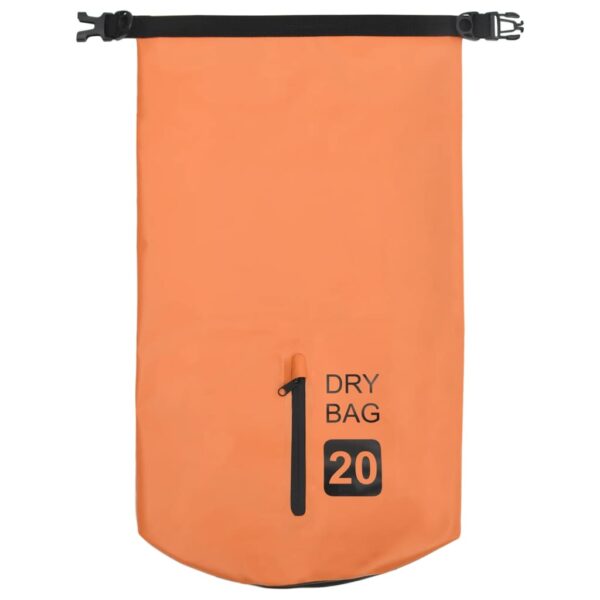 vidaXL Dry Bag with Zipper Orange 5.3 gal PVC - Image 3