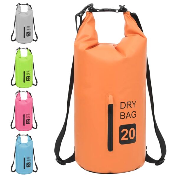 vidaXL Dry Bag with Zipper Orange 5.3 gal PVC - Image 9