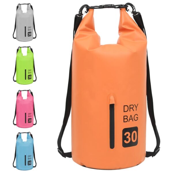 vidaXL Dry Bag with Zipper Orange 7.9 gal PVC - Image 9