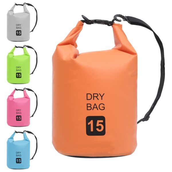 vidaXL Dry Bag Orange 4 gal PVC - Image 9