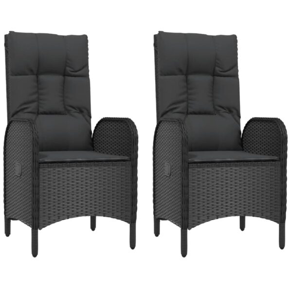 vidaXL Patio Chairs 2 pcs Poly Rattan Black - Image 2