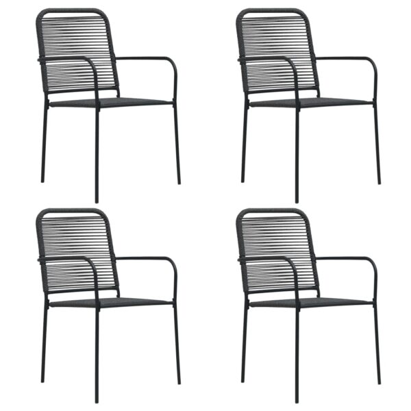 vidaXL Patio Chairs 4 pcs Cotton Rope and Steel Black