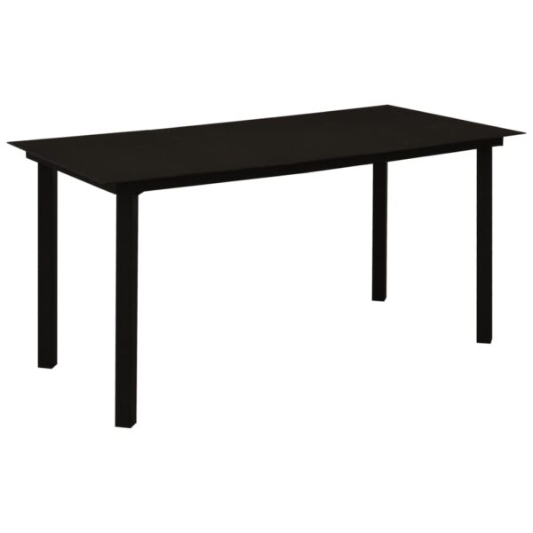 vidaXL Patio Dining Table Black 59.1"x31.5"x29.1" Steel and Glass