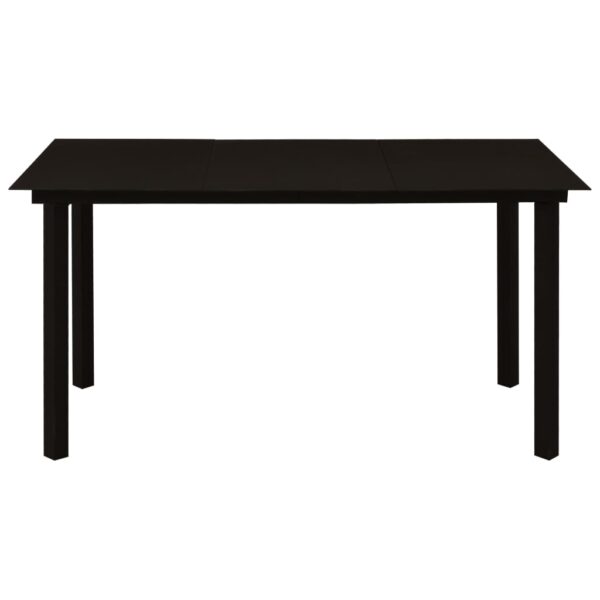 vidaXL Patio Dining Table Black 59.1"x31.5"x29.1" Steel and Glass - Image 2