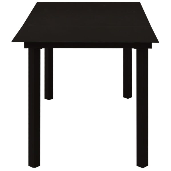 vidaXL Patio Dining Table Black 59.1"x31.5"x29.1" Steel and Glass - Image 3