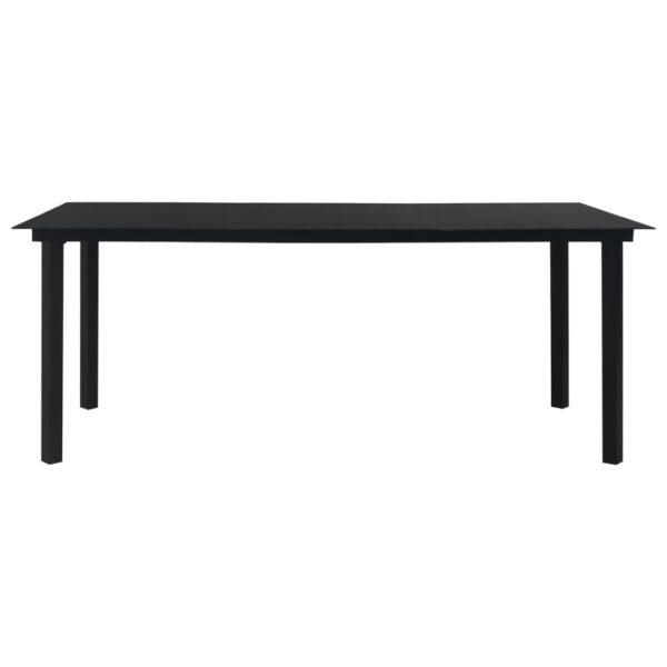 vidaXL Patio Dining Table Black 74.8"x35.4"x29.1" Steel and Glass - Image 2