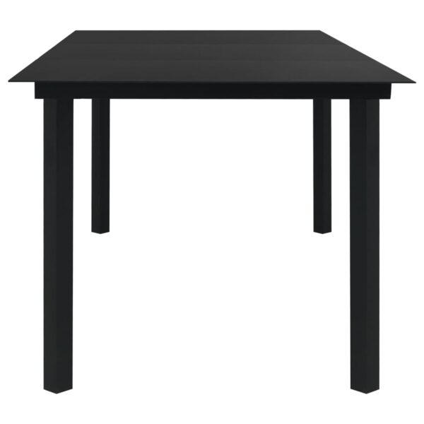 vidaXL Patio Dining Table Black 74.8"x35.4"x29.1" Steel and Glass - Image 3