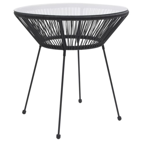 vidaXL Patio Dining Table Black Ã˜27.6"x29.1" Rattan and Glass